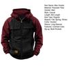 Fall Winter Men Hoodie Zipper Closure Elastic Cuff Retro Multi Pockets Cargo Style Warm Cardigan Coat Mid Length Hip Hop Contrast Color Top