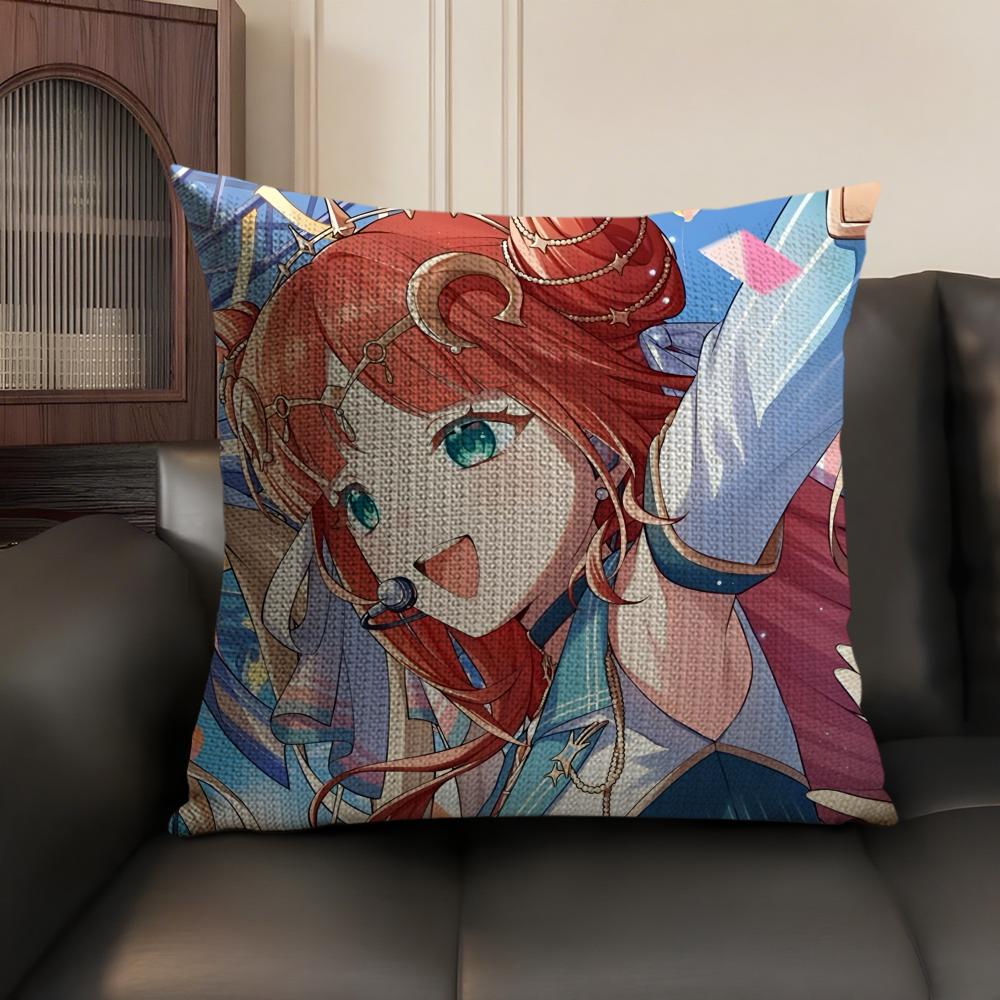 Nilou Cute Genshin Impact Cushion Cover Natural Linen Organic Fabric Double-Sided Printing Sofa Home Decor Gift Pillow Case