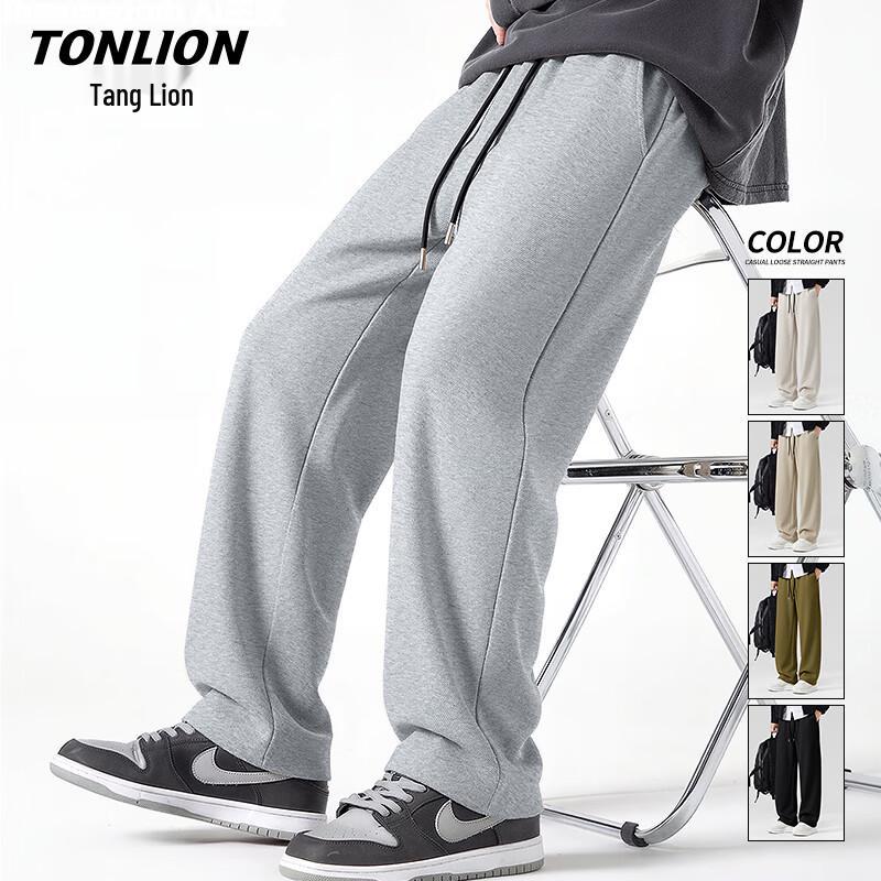 Мужские свободные прямые повседневные брюки с широкими штанинами TonLion 3XL