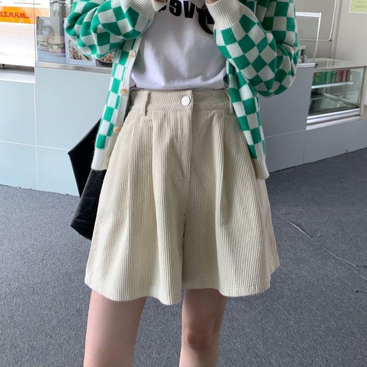 

Женские вельветовые шорты с высокой талией и широкими штанинами - Кофе, Петит, Осенняя коллекция XS