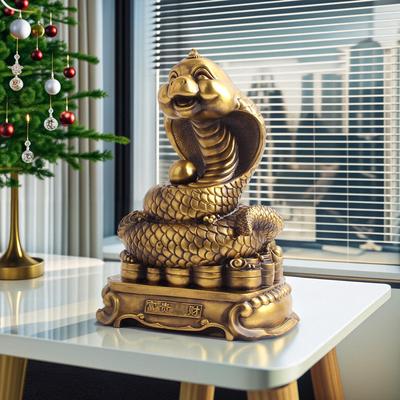 Home Decoration Accessories Zodiac Snake Ornament Metal Cobra Statue Python Shaped Mascot Home Feng Shui Ornament
