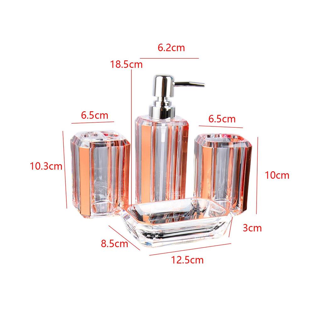 4 Stück Badezimmerzubehör Waschtischzubehör Set Transparentes Toiletten-Zubehörset Acryl Seifenschale Zahnbürstenhalter für Haushalt Dekoration