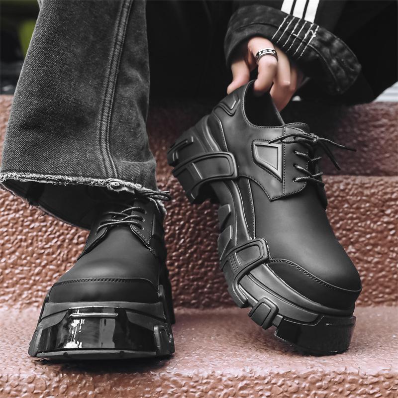

Dark series Derby shoes men s niche designer thick-soled big-headed leather shoes versatile height-increasing shoes 20241-J 44 чёрный