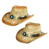 Elegant Wide Brimmed Straw Hat Handwoven Breathable Ethnic Straw Hat Holiday Vacation Hat Western Sun Hat