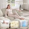 2-Seater Chenille Sofa, L-Shaped Modular Corner, Quilted Design, Thick Seat Cushions, with Mobile Ottoman, Easy To Assemble, Light Khaki