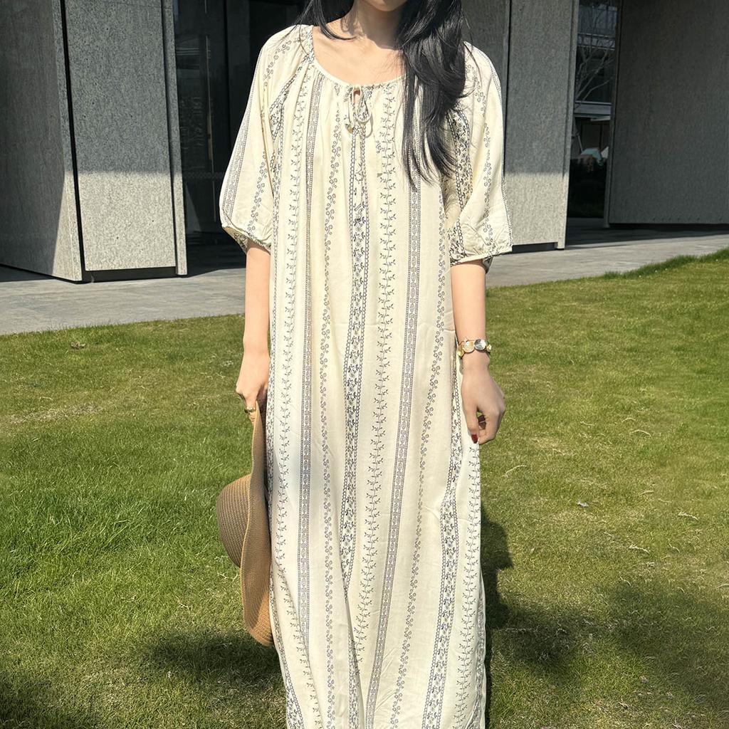 1011 new cotton and silk nightdress women's summer short-sleeved pajamas cartoon pony element long loose cotton silk skirt can be worn outside