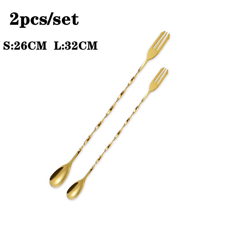 2 Stück Kreativer Langer Spiralgriff Cocktail Löffel Edelstahl Whisky Wein Mischlöffel Shaker Muddler Rührlöffel Barzubehör