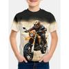 Summer Round Neck 3D Cool Motorcycle Printed Top Fashionable Casual Short Sleeved Children's Boy T-shirts
