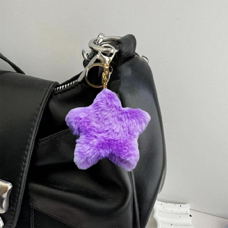 Multi Functional Star Keychain Plush Soft Key Holder Blue Design For Quick Access And Decorative Purposes