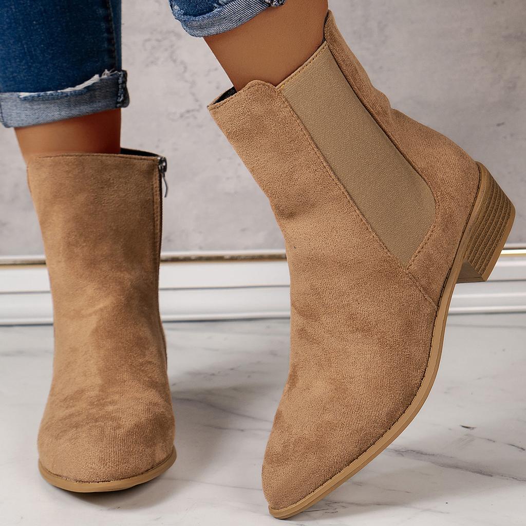 Casual fashion short boots suede side zipper square heel Martin boots women's autumn and winter women's 43
