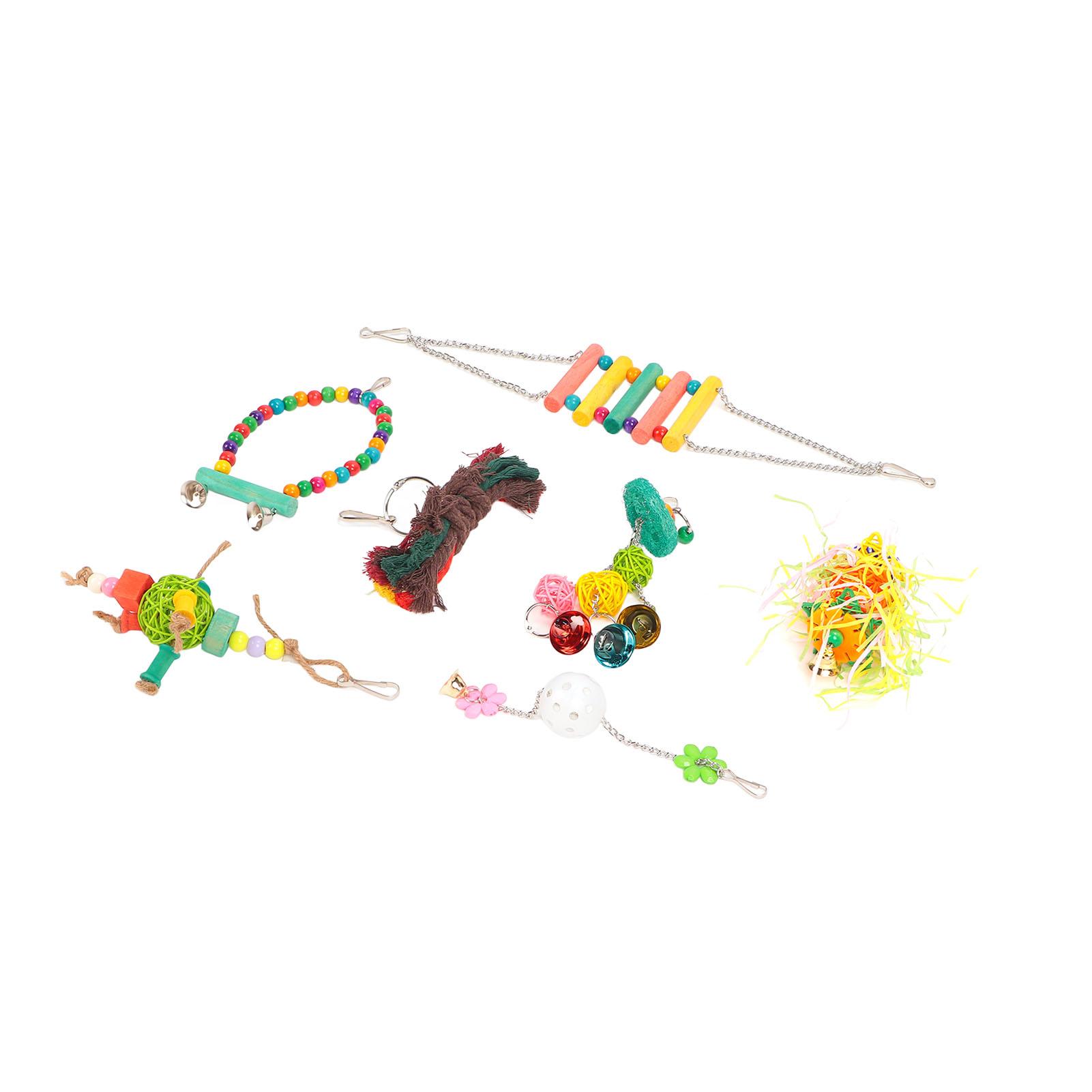 

Parrots Toy Set Colorful Climbing Chewing Bird Swing Toys for Parakeets Cockatiels Lovebirds