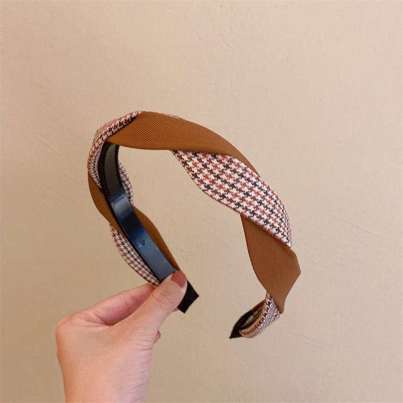 Women Headpiece Braided Twill Cloth Headband for Lady Girls Shopping Face Wash Head Hoop Non Slip Teethed Hairband for Her