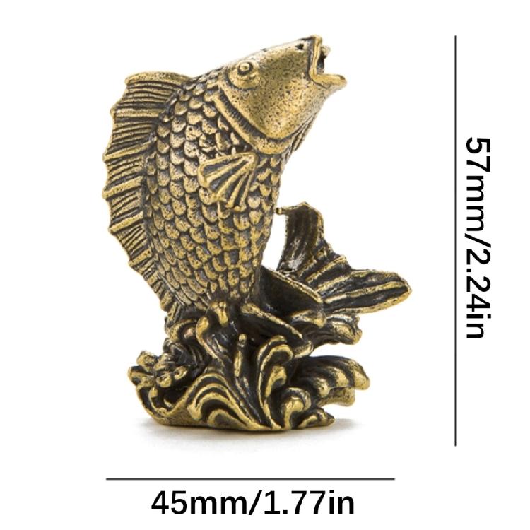 Small Brasses FengShui Fish Ornament Meaning Prosperities and Luck in Culture Decorative Piece for Shelf or Table
