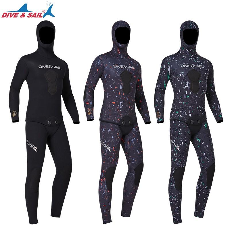 Diving Suit 5MM Fishing Hunting Split Hooded Warm CR