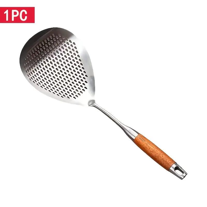 Large Stainless Steel Skimmer Ladle, Slotted Spoon for Frying, Hot Pot, and Cooking with Easy Draining
