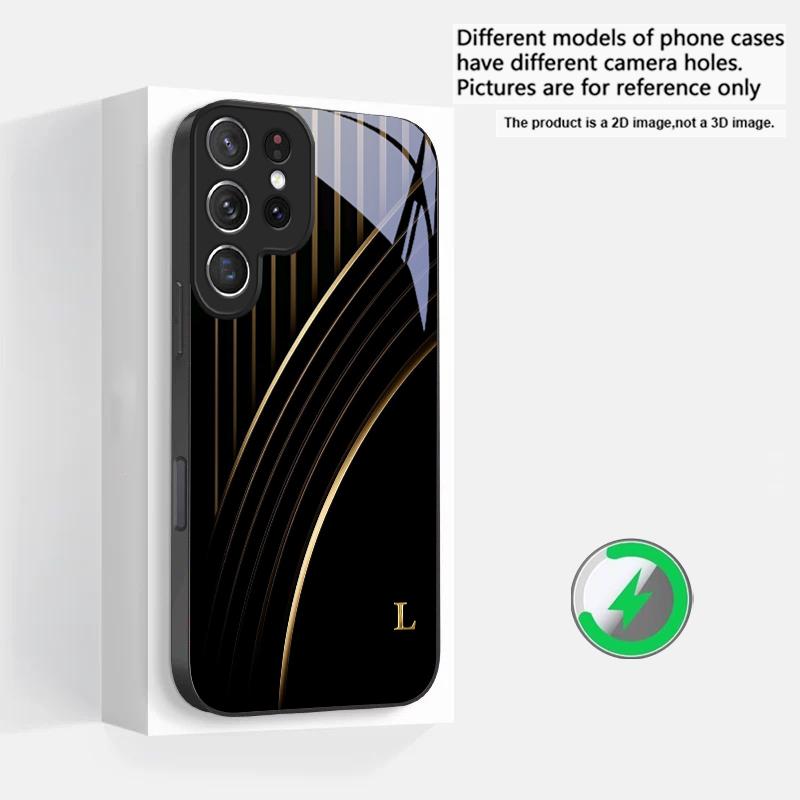 

Elegant letter S M R Suitable For Samsung Galaxy S25 Ultra S20 FE S21 S22+ S23 Plus S24 S26 Edge magnetism Glass Phone Casee Galaxy S23 Ultra
