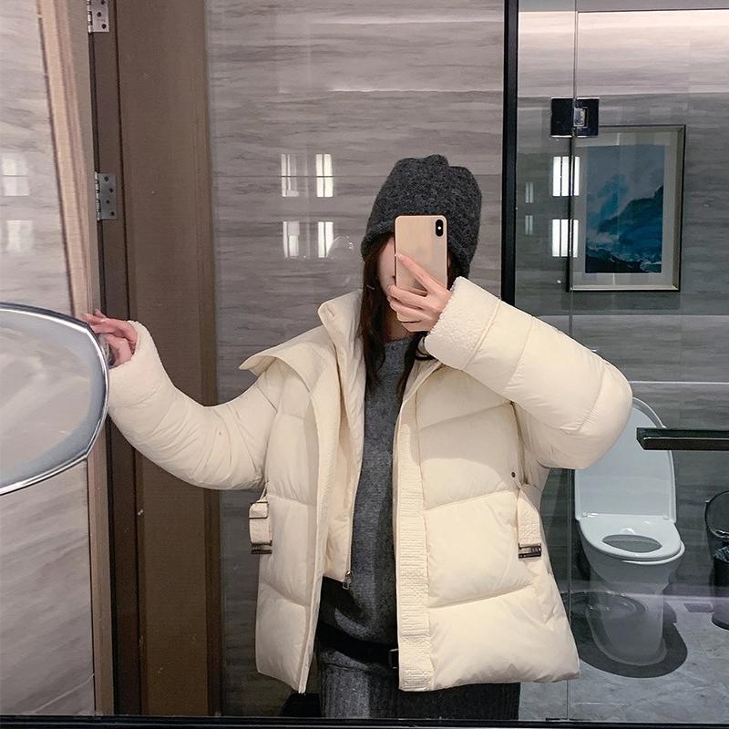 

Короткая куртка с лацканами из овечьей шерсти с подкладкой и поясом XL бежевый