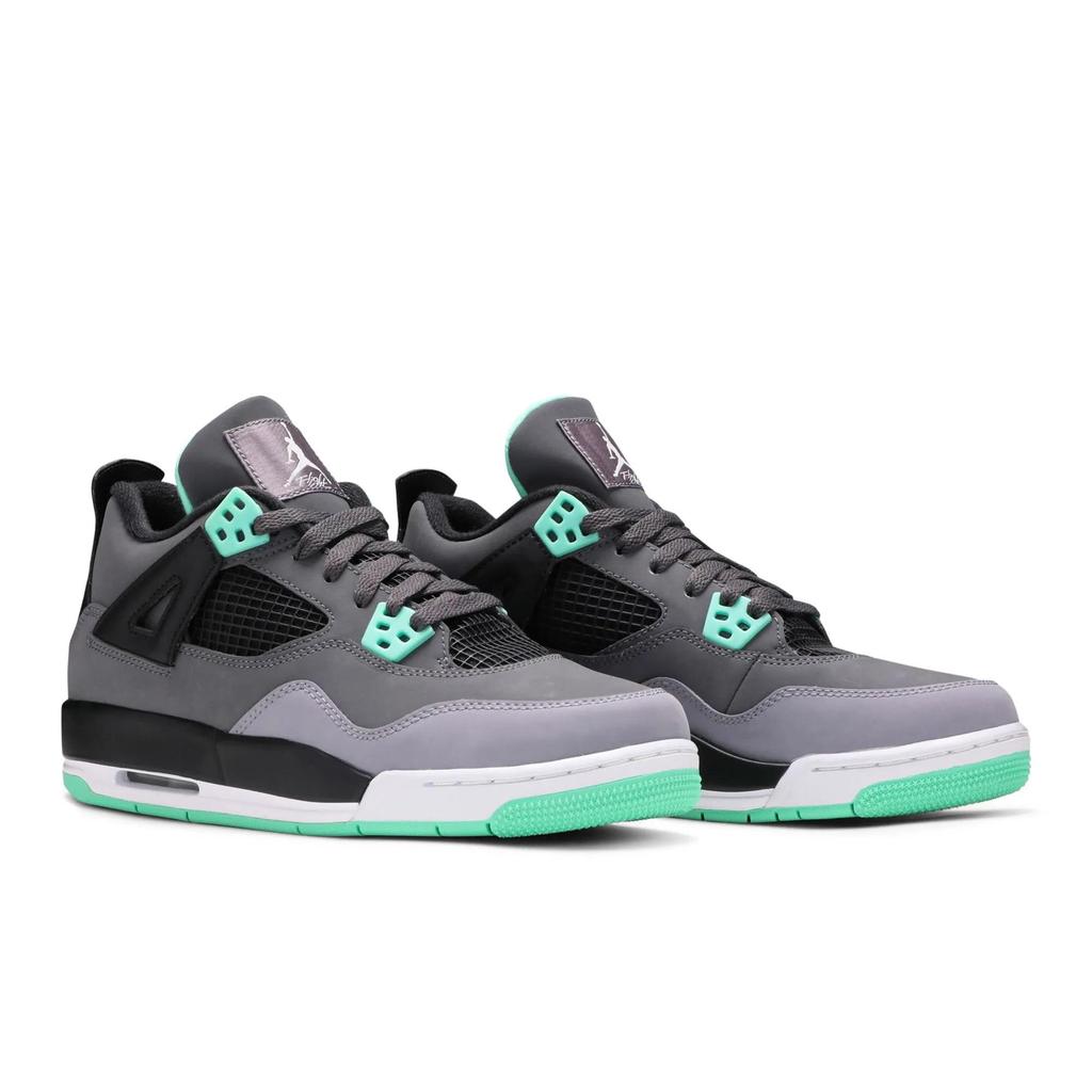 Air Jordan 4 Retro Grade School 'Green Glow' (Unisex) Dark Grey / Green Glow / Cement Grey / Black Kids' Basketball Shoes 408452 033