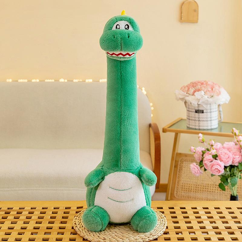 

Cute dinosaur long throw pillow girl bed side sleeping cuddle pinch legs big white goose long neck animal plush toy 70cmkg зелёный