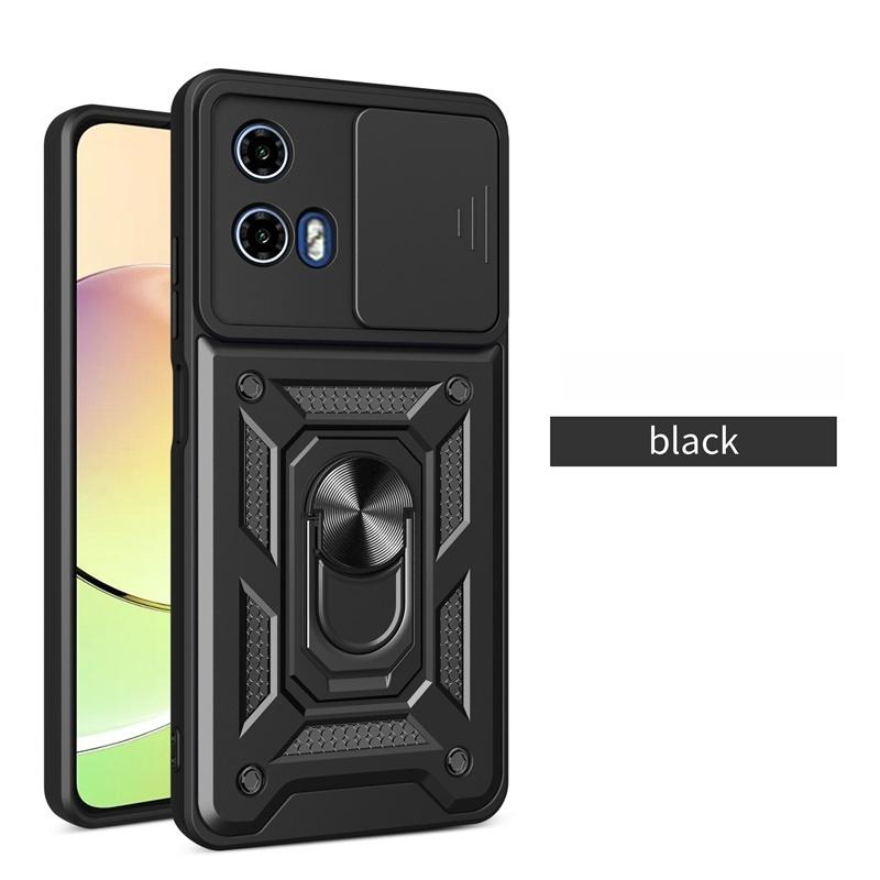 Nárazuvzdorné pouzdro Armor pro Motorola Moto G04 G24 G34 G54 G84 E14 G22 G32 G52 G72 s magnetickým držákem na prst a posuvným krytem objektivu