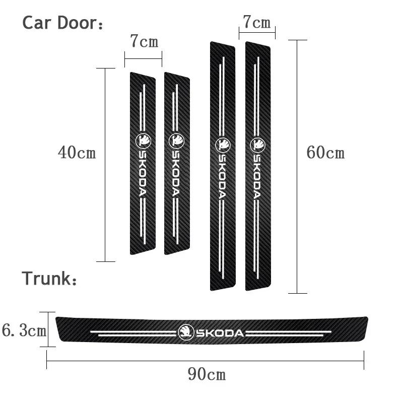 Carbon Fiber Car Threshold Sticker Door Sill Protective Scuff Plate for New Skoda Octavia Logo Trunk Bumper Anti Scratch Strips Fxdj44