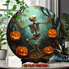 2D Flache Acryl-Hängedekorationen, Vintage Halloween Skelette und Kürbis Wandkunst Innen-/Außendekorationen für Familien, Zimmer, Restaurants