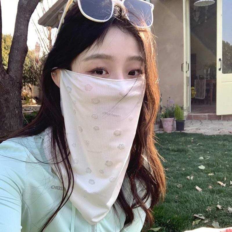Summer Uv Protection Mask Sun Proof Bib Veil Sunscreen Face Cover Mesh Breathable Face Scarves Neck Wrap Cover