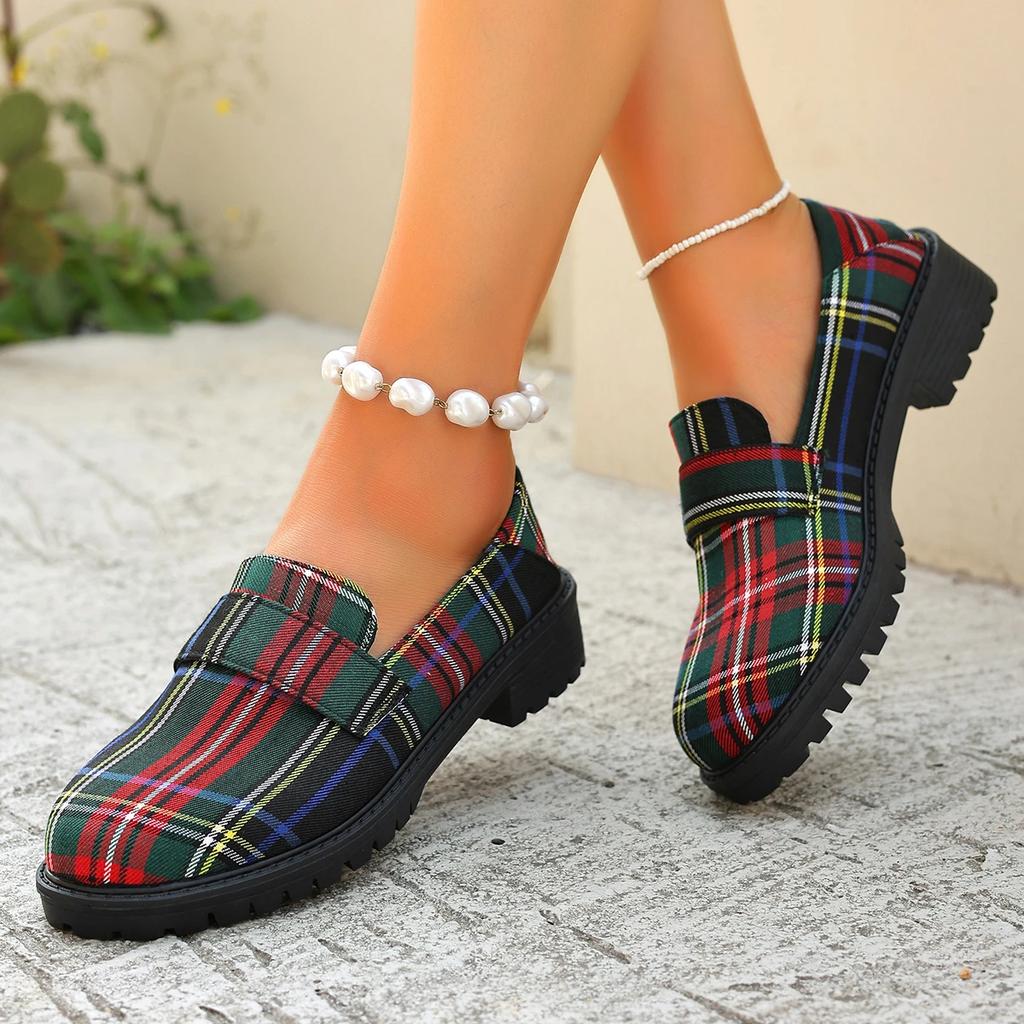 Fashion Women Sneakers New Women Round Toe Student New Lolita Shoes Comfortable Sneakers Women Vintage Platform Plaid Mary Jane Shoes