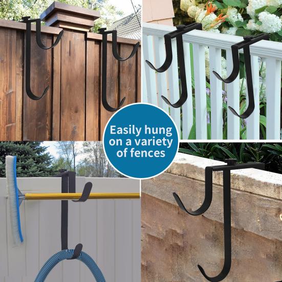 2 Pcs Adjustable Pool Fence Hooks Double-Hook Pool Fence Hanger Heavy Duty Fence Hooks for Pool Poles Hose Pool Skimmer