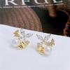 Cute Female Gold Color Small Butterfly Stud Earrings Lovely Bridal Wedding  For Women