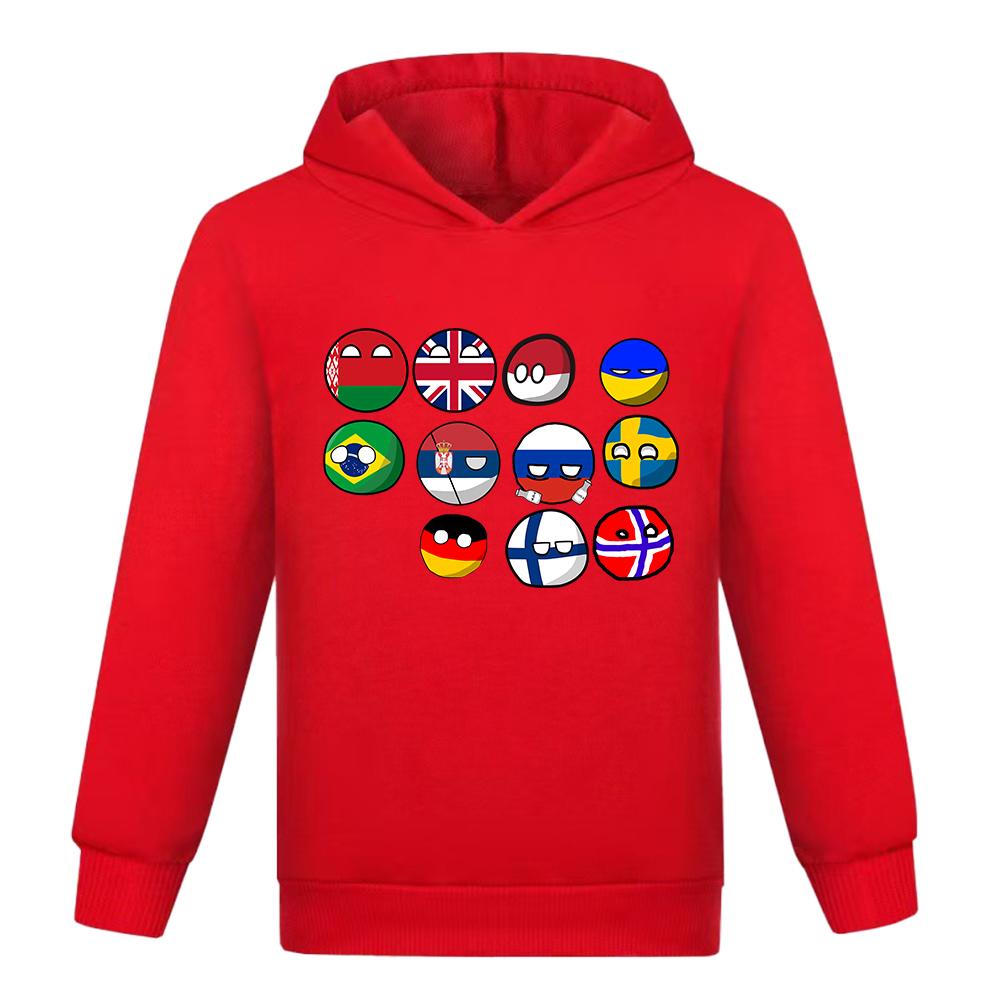 Kids Polandballs Countryballs Cartoon Hoodie Funny Girl 3D Printed Kids Sweatshirts Boys Trendy National Balls Pullovers