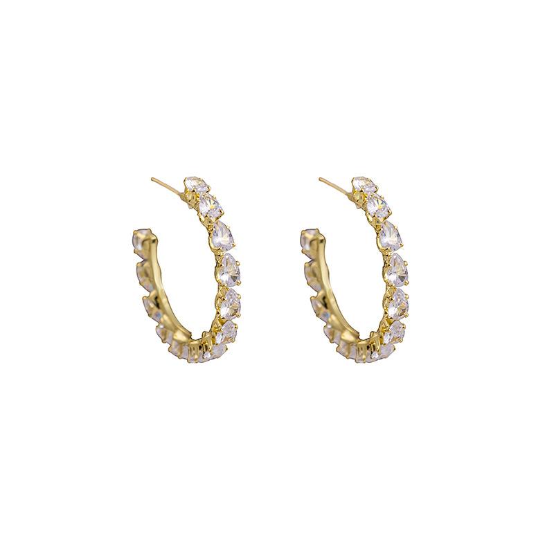 Серьги-каффы с цирконами, Высококачественные серьги с инкрустацией в стиле легкой роскоши, Нишевые простые серьги.