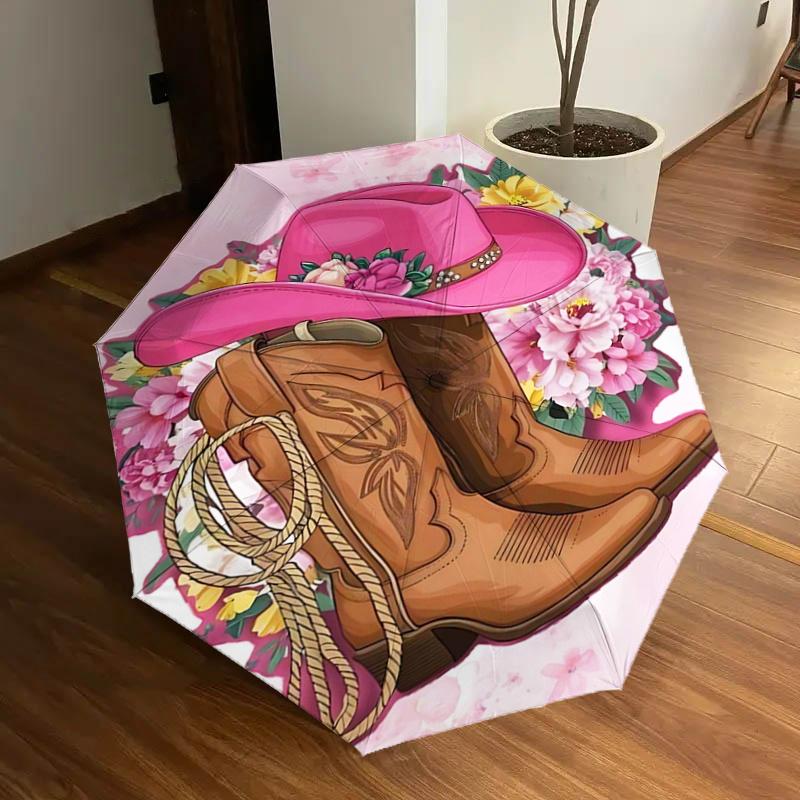 

Pink Cowboy Boots with Floral Hat Umbrella- Western Style Accessories for Women, Perfect Gift for Fans, Travelers, and Daily Use1125148a