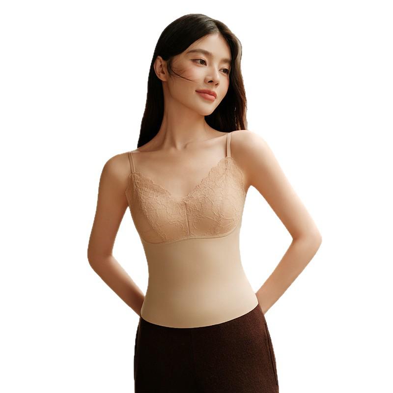 Retro V-Ausschnitt Spitzen-Camisole Push-Up Weste – Französische Mode Vielseitiges Damenoberteil