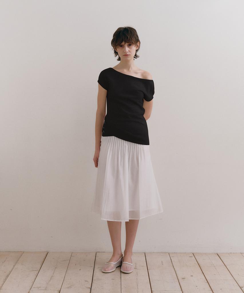 Loutaideu Hem Slit Boatneck Knit [Black]