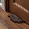 2 Pcs TPR Door Wedge Stopper Brown Under Draft Stopper Leaf Shape Stopper  for Hardwood Floors