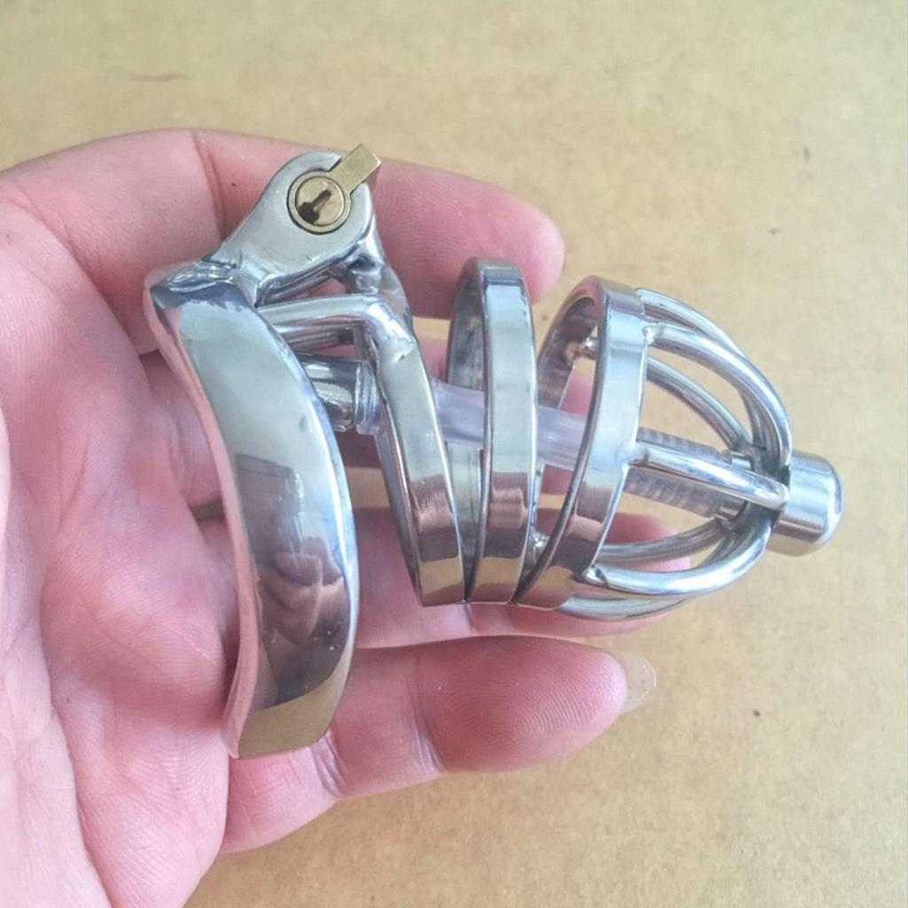 Ifukens Male Chastity Belt with Penetrating Urethral Stainless Steel Cock and Metal Genuine SM Hard Cheating Excretion Easy Painless Penis Adult Toy