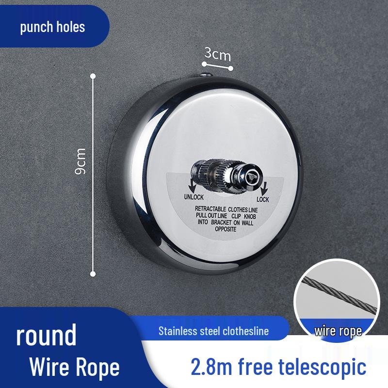 Invisible Stainless Steel Retractable Indoor Clothesline for Bathroom or Balcony