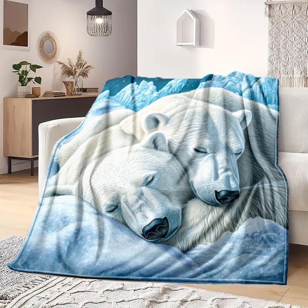 1Pc Cartoon Print Flannel Blanket, High Quality Comfortable for All Seasons, Home Decor, Warmth and Comfort, Perfect for Christmas Birthday Gift