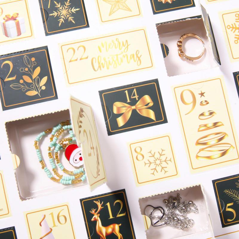 Jewelry Advent Calendars Adults Women Bracelet Necklace Countdown Calendar 24 Days Advent Calendars 2024 Christmas Parties Rings