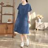 Short sleeve Plus size vintage new in dresses for women casual loose midi summer denim dress