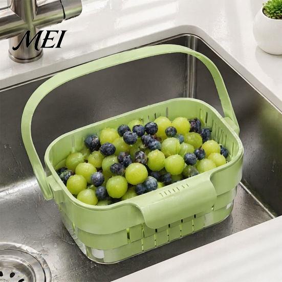 Portable Sink Drainer for Noodles Kitchen Hanging Drain Basket, with Quick Drying Holes, Foldable Organizer Sponges Space Saving Food Residue Catcher,