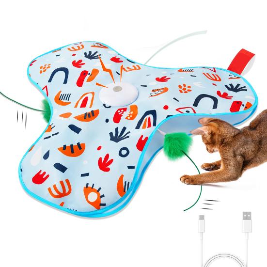 Hide And Seek Interactive Cat Toy Touch Activated Simulated Hunting Game with Moving Concealed Feather And Mouse Squeaky for Indoor Bored Adult Cats