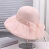 New lace mesh pearl decoration breathable comfortable bucket hat outdoor travel versatile elegant sun hat