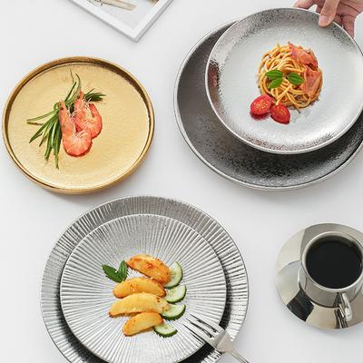 Electroplated Ceramic Plate Gold And Silver Plate Pendulum Decorative Plate Western Food Nordic Disc Light Luxury Tableware