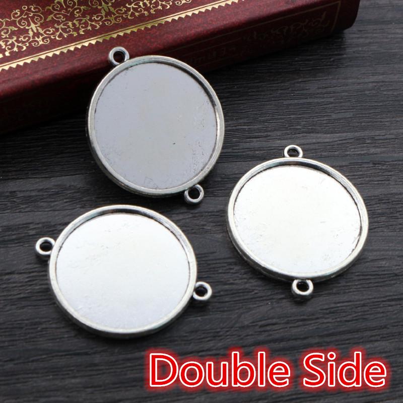 10pcs 25mm Inner Size Antique Silver Plated Square Cabochon Base Cameo Setting Charms Pendant For 10 mm Leather Bracelet