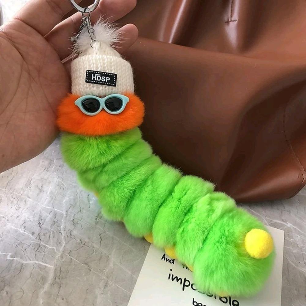 Rainbow Cartoon Keychain PP Cotton Car Key Rings Kawaii Animal Plush Dolls Christmas Birthday Gift