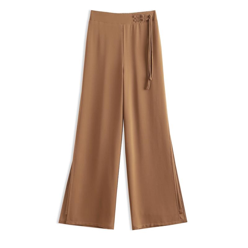 Elegant Summer Chiffon Wide Leg Pants Women Fashion Summer High Waist Pants Vintage Clothes