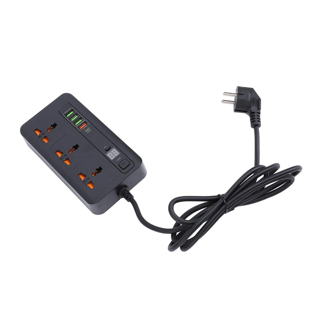 Power Socket Strip 3000W USB Universal PD20W QC3.0 Dual Quick Charging with Digital Display