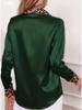 Leopard Print Satin Patchwork Slimming Long Sleeve Round Neck Shirt for Women - Spring/Autumn Collection